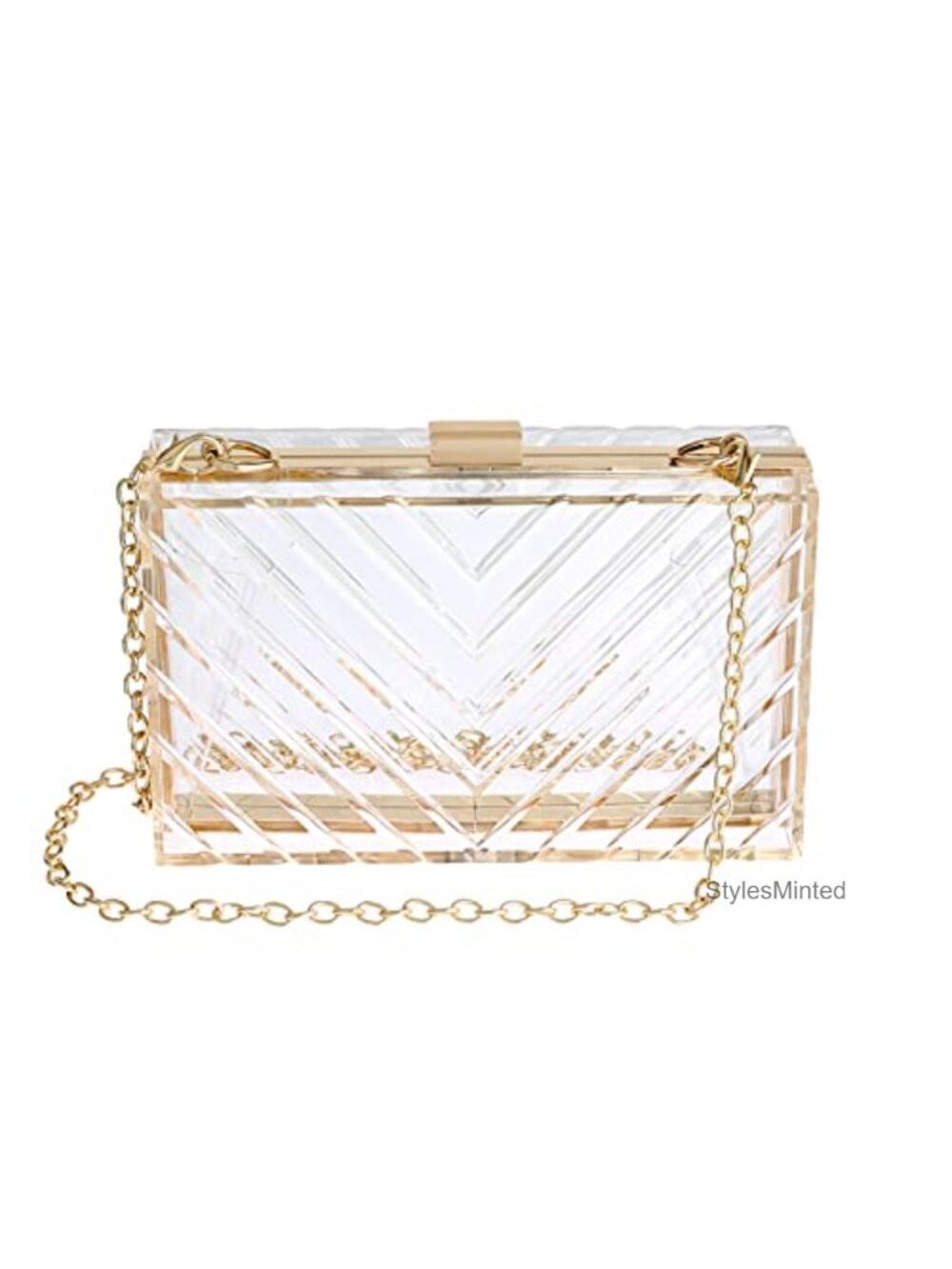 Clear Acrylic Clutch Purse Stadium Approved Detachable Chain Evening Handbag